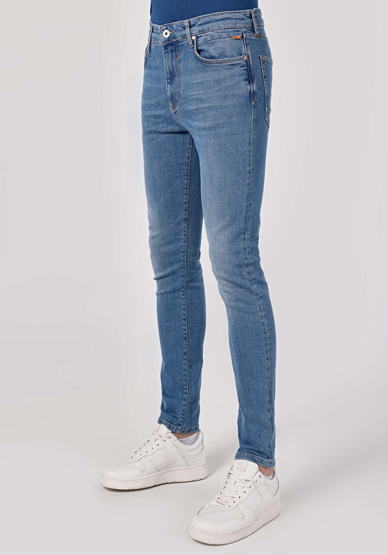 Skinny Fit Erkek İndigo Jean Pantolon