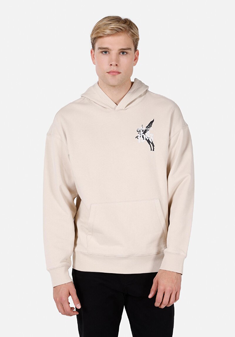 Comfort Fit Erkek Bej Sweatshirt