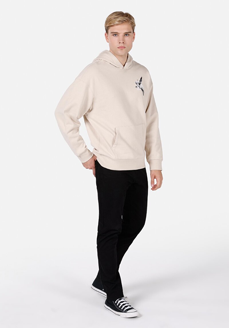 Comfort Fit Erkek Bej Sweatshirt