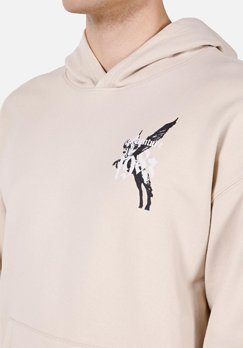 Comfort Fit Erkek Bej Sweatshirt