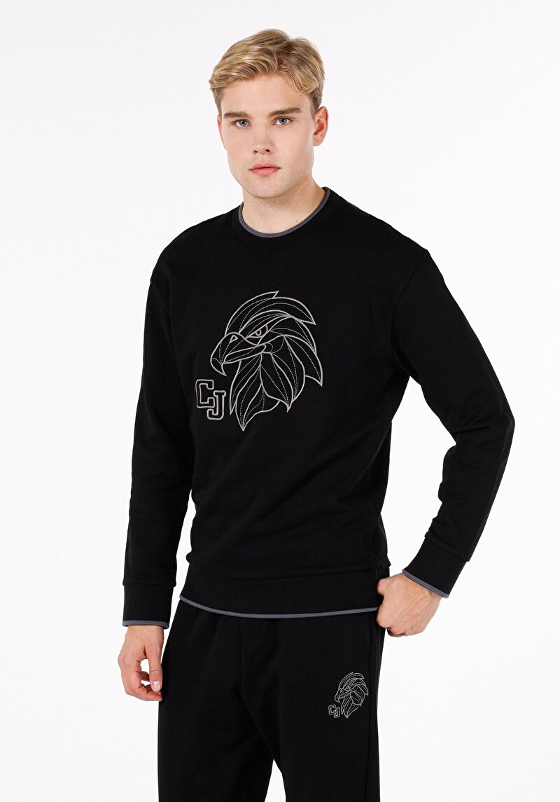 Comfort Fit Erkek Siyah Sweatshirt
