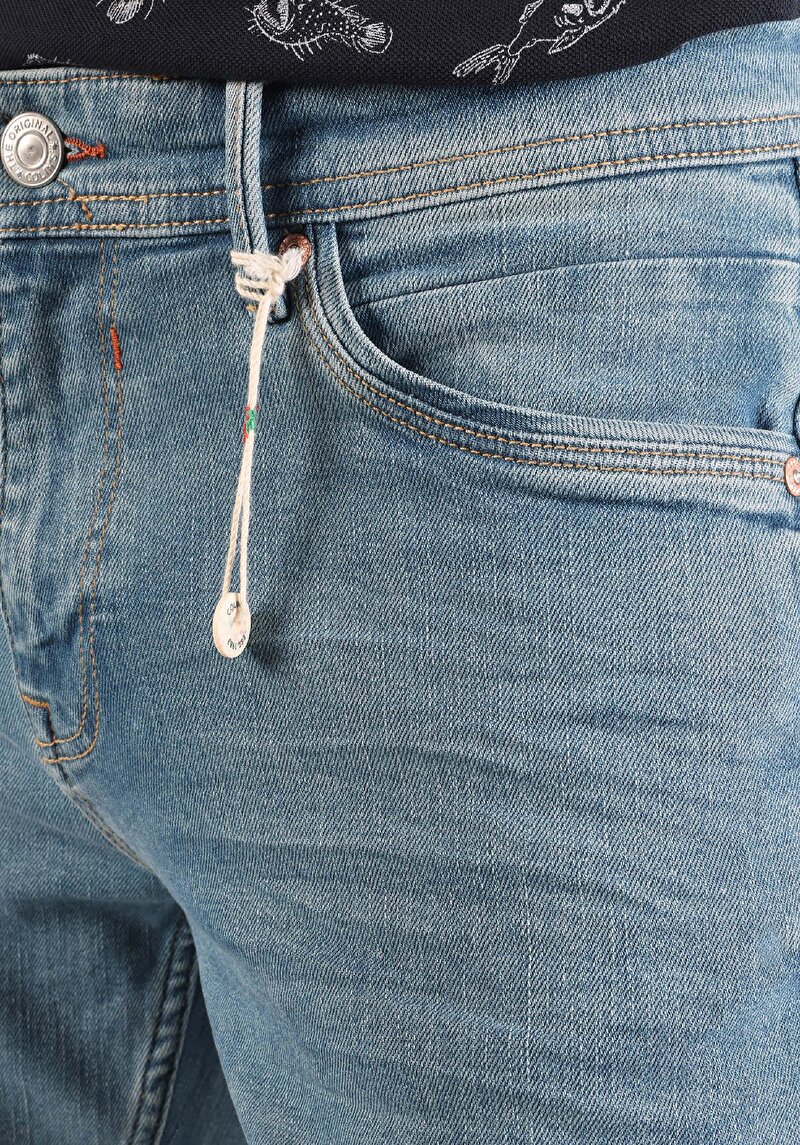 Slim Fit Düşük Bel Dar Paça Erkek İndigo Jean Pantolon