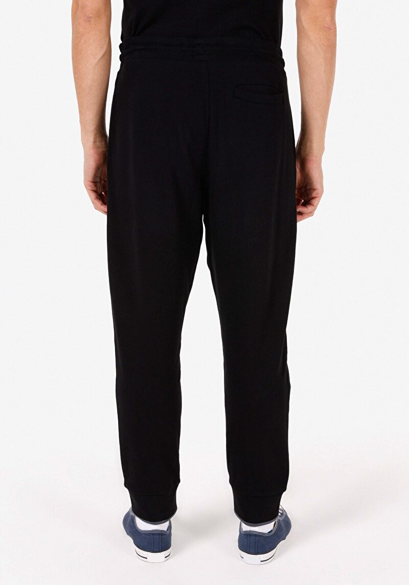 Comfort Fit Orta Bel Düz Erkek Siyah Eşofman Altı