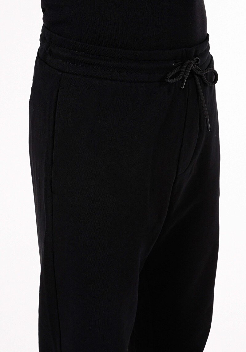 Comfort Fit Orta Bel Düz Erkek Siyah Eşofman Altı