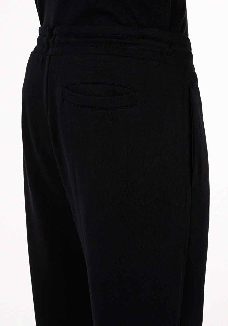 Comfort Fit Orta Bel Düz Erkek Siyah Eşofman Altı