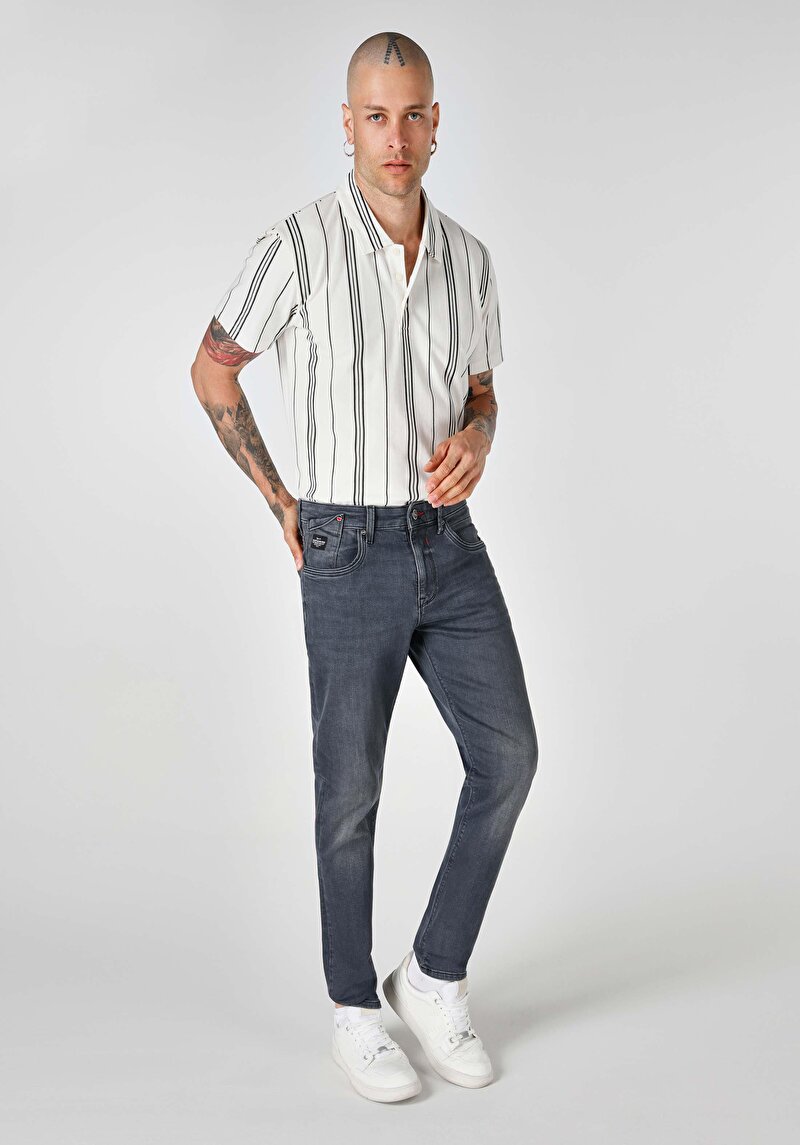 Slim Fit Düşük Bel Dar Paça Erkek Siyah Jean Pantolon