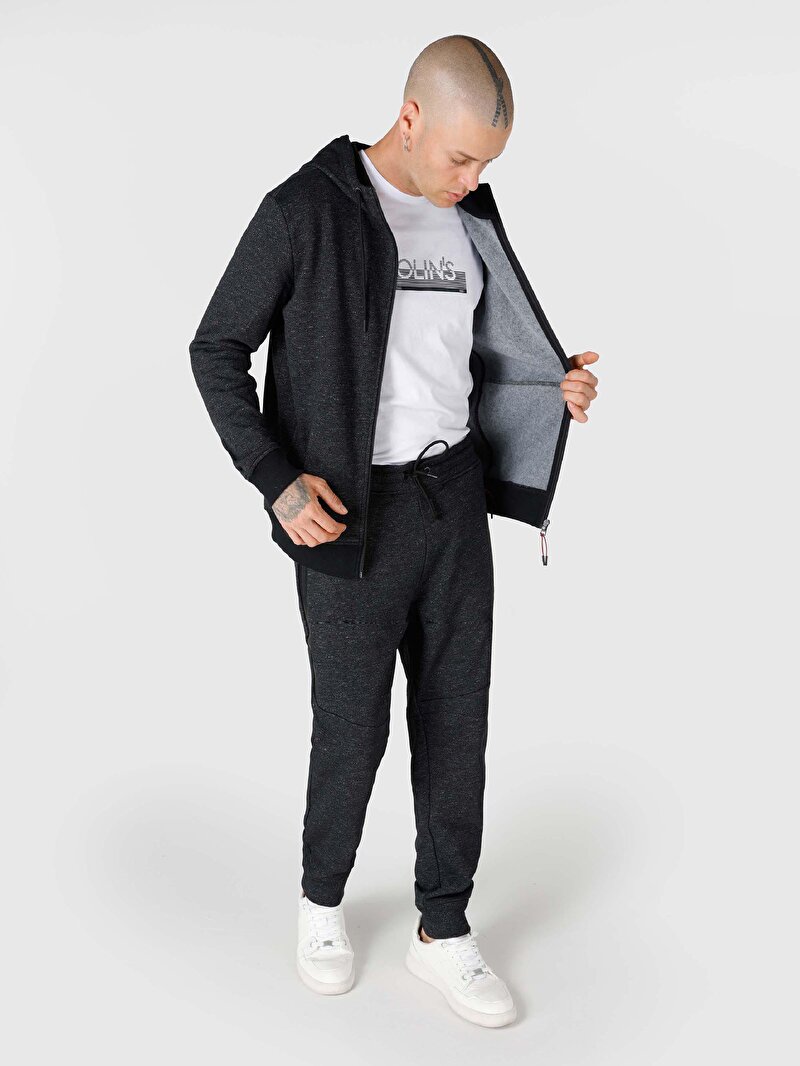 Slim Fit Orta Bel Düz Erkek Antrasit Eşofman Altı