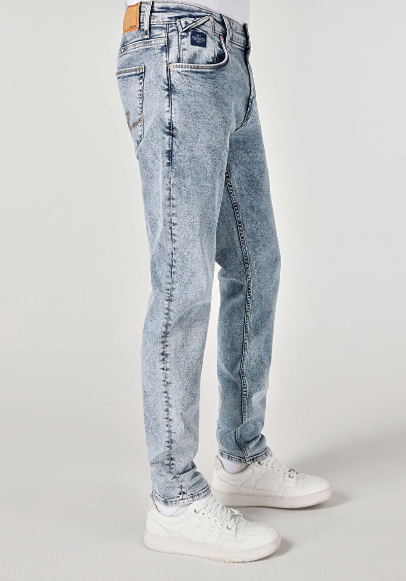 Slim Fit Düşük Bel Dar Paça Erkek İndigo Jean Pantolon