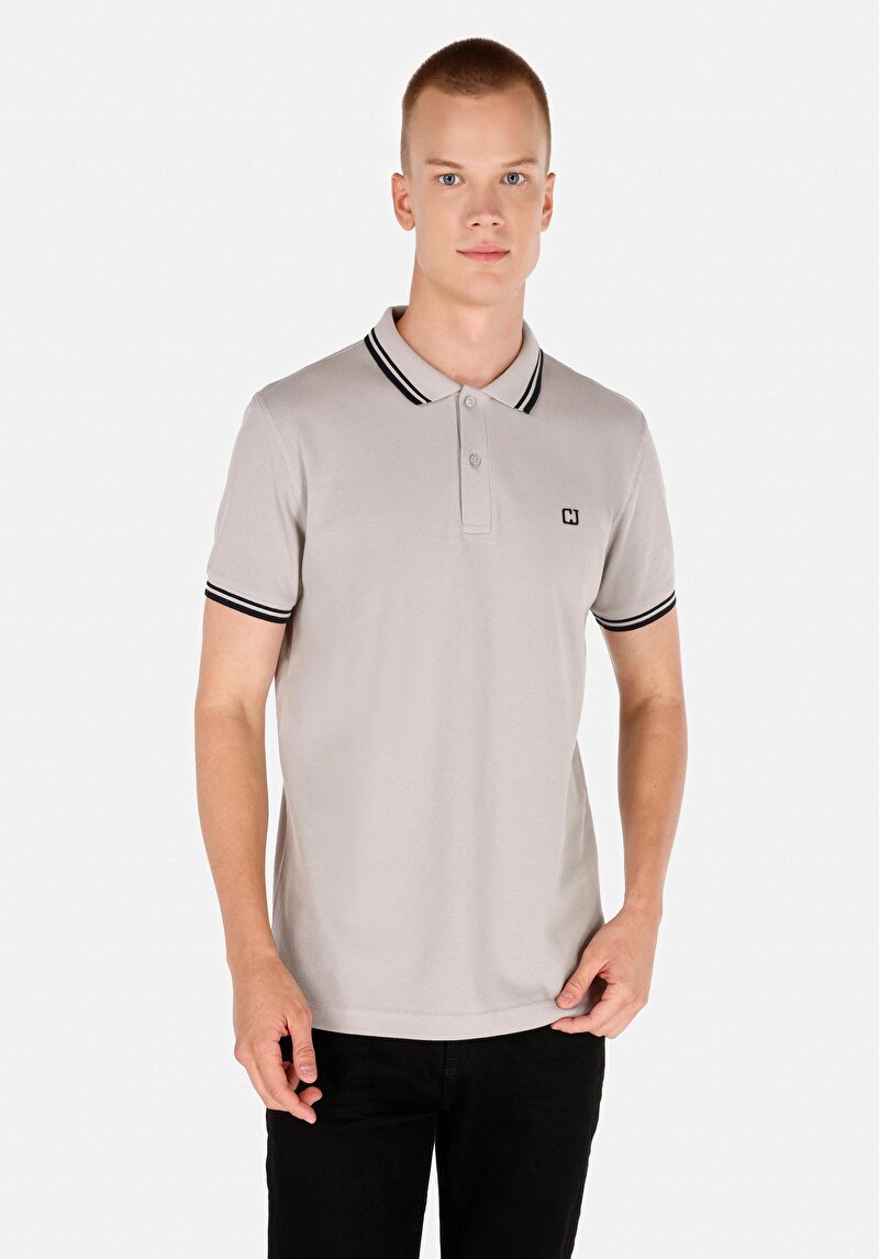 Regular Fit Polo Yaka Düz Erkek Taş Örme Kısa Kol Tişört