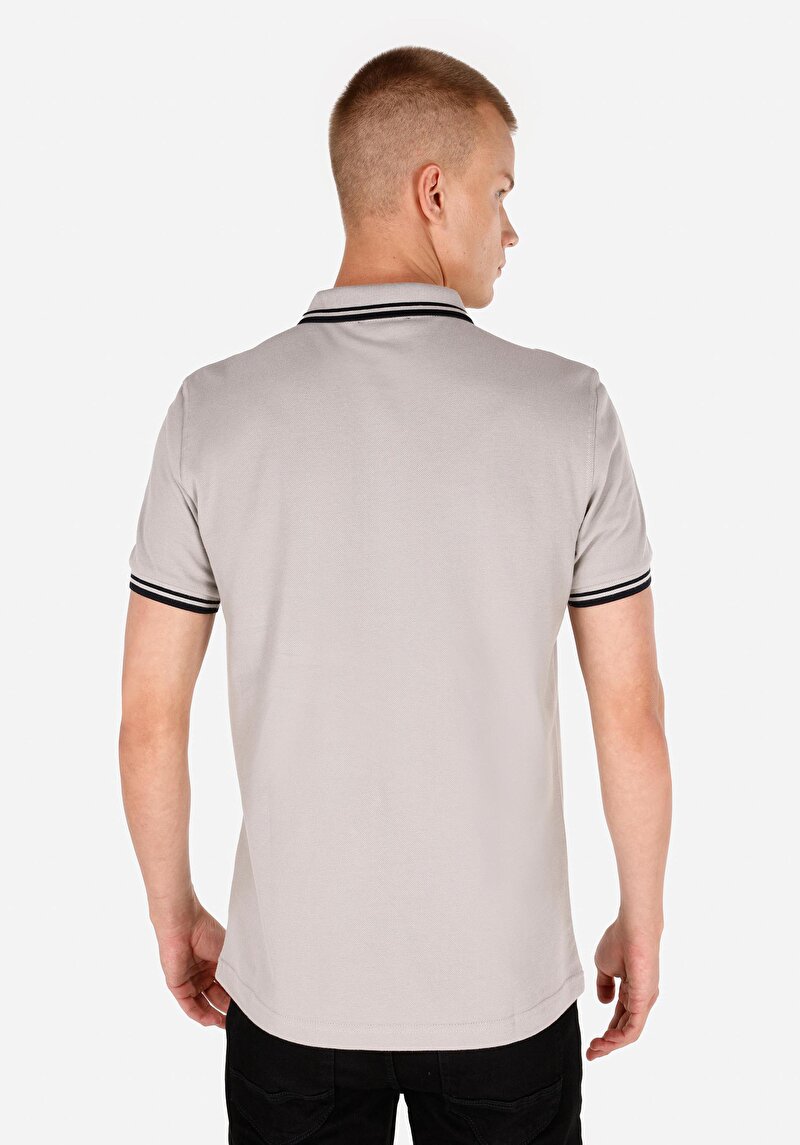 Regular Fit Polo Yaka Düz Erkek Taş Örme Kısa Kol Tişört