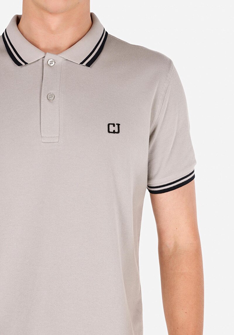 Regular Fit Polo Yaka Düz Erkek Taş Örme Kısa Kol Tişört