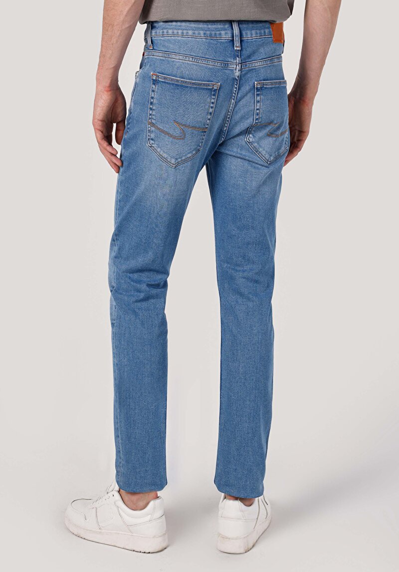 Straight Fit Düşük Bel Düz Paça Erkek İndigo Jean Pantolon