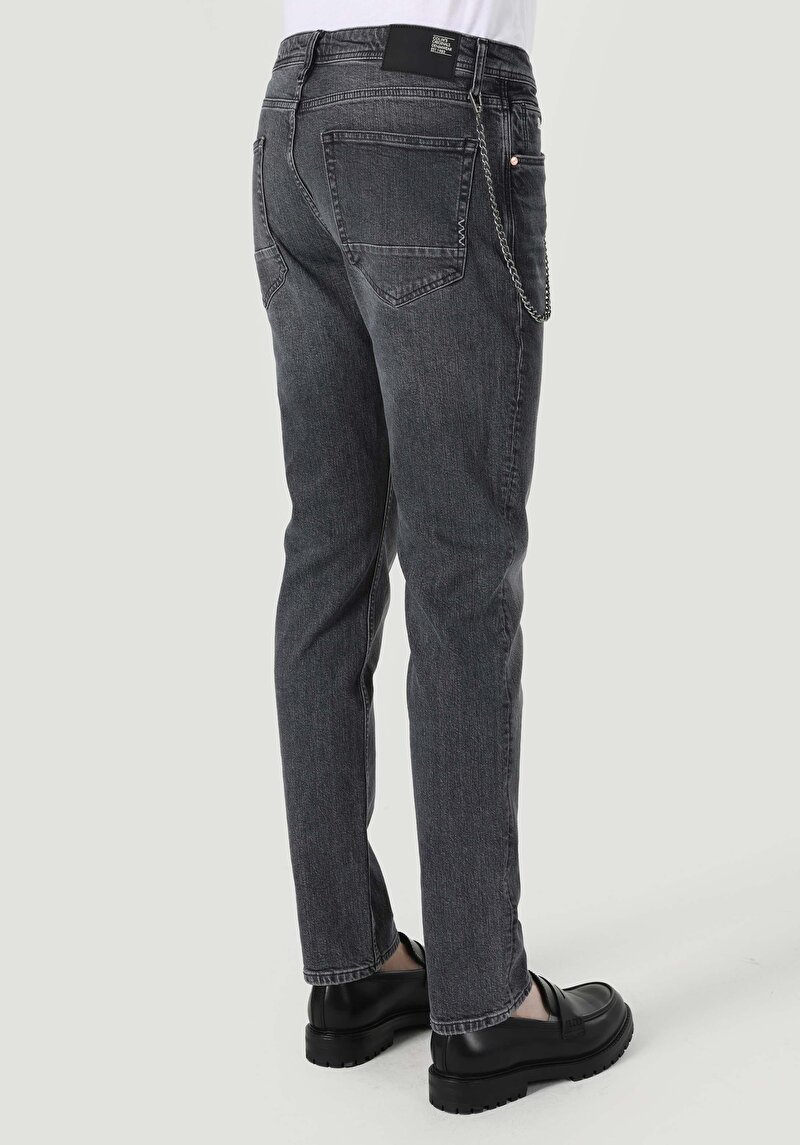 Straight Fit Düşük Bel Düz Paça Erkek Siyah Jean Pantolon