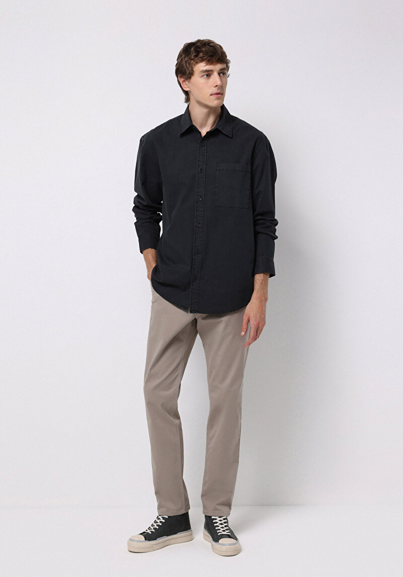 Regular Fit Orta Bel Düz Cepli Erkek Kahverengi Şort