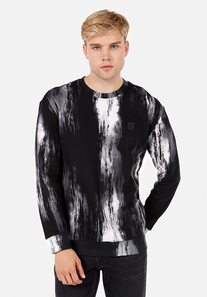 Comfort Fit Erkek Siyah Sweatshirt