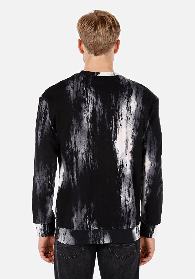 Comfort Fit Erkek Siyah Sweatshirt