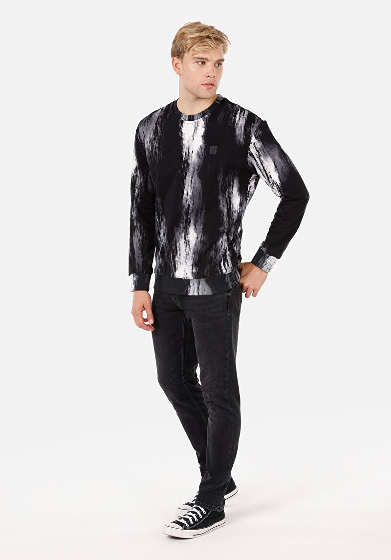 Comfort Fit Erkek Siyah Sweatshirt