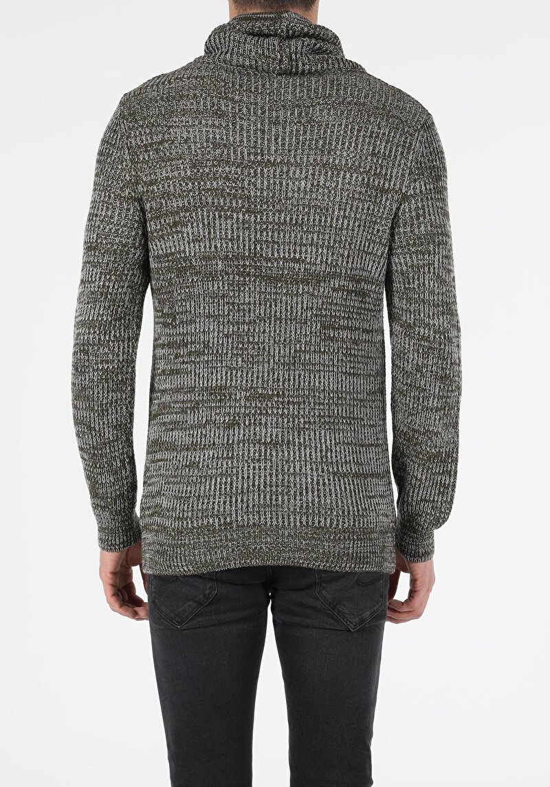 Slim Fit Sal Yaka Erkek Yeşil Kazak