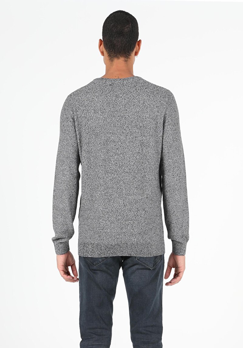 Regular Fit Yuvarlak Yaka Erkek Gri Triko Kazak