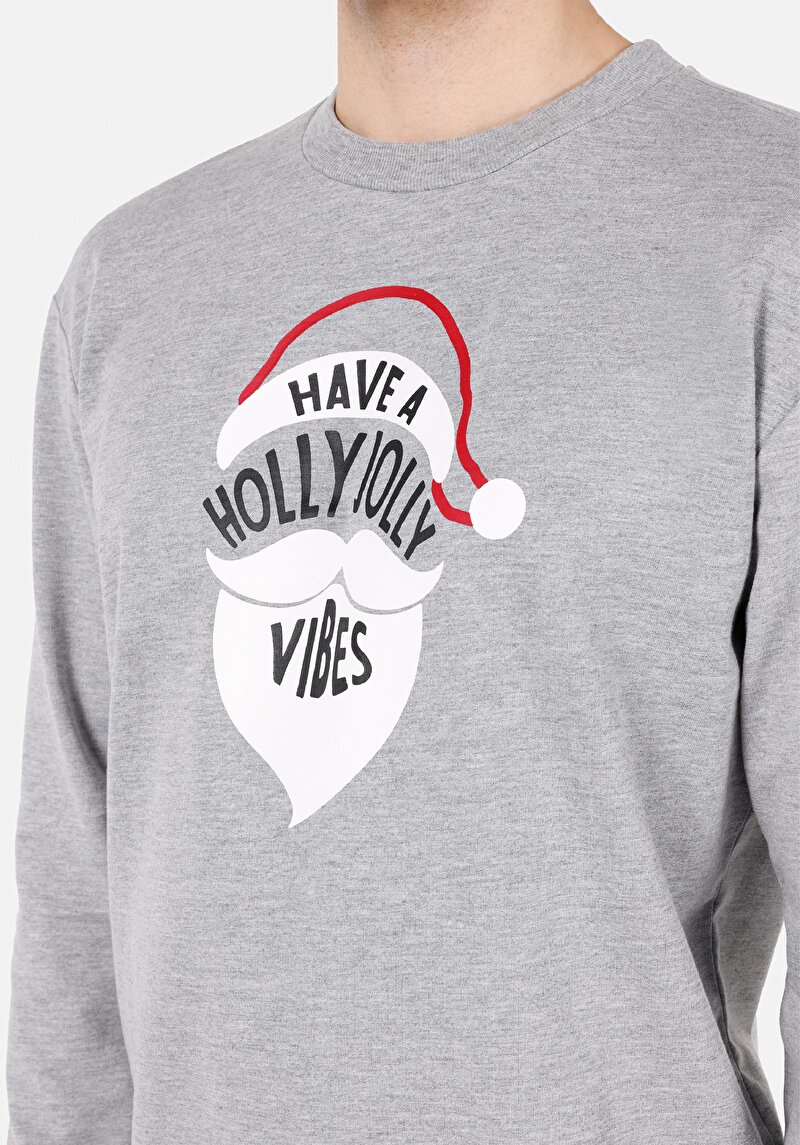 Comfort Fit Erkek Gri Sweatshirt