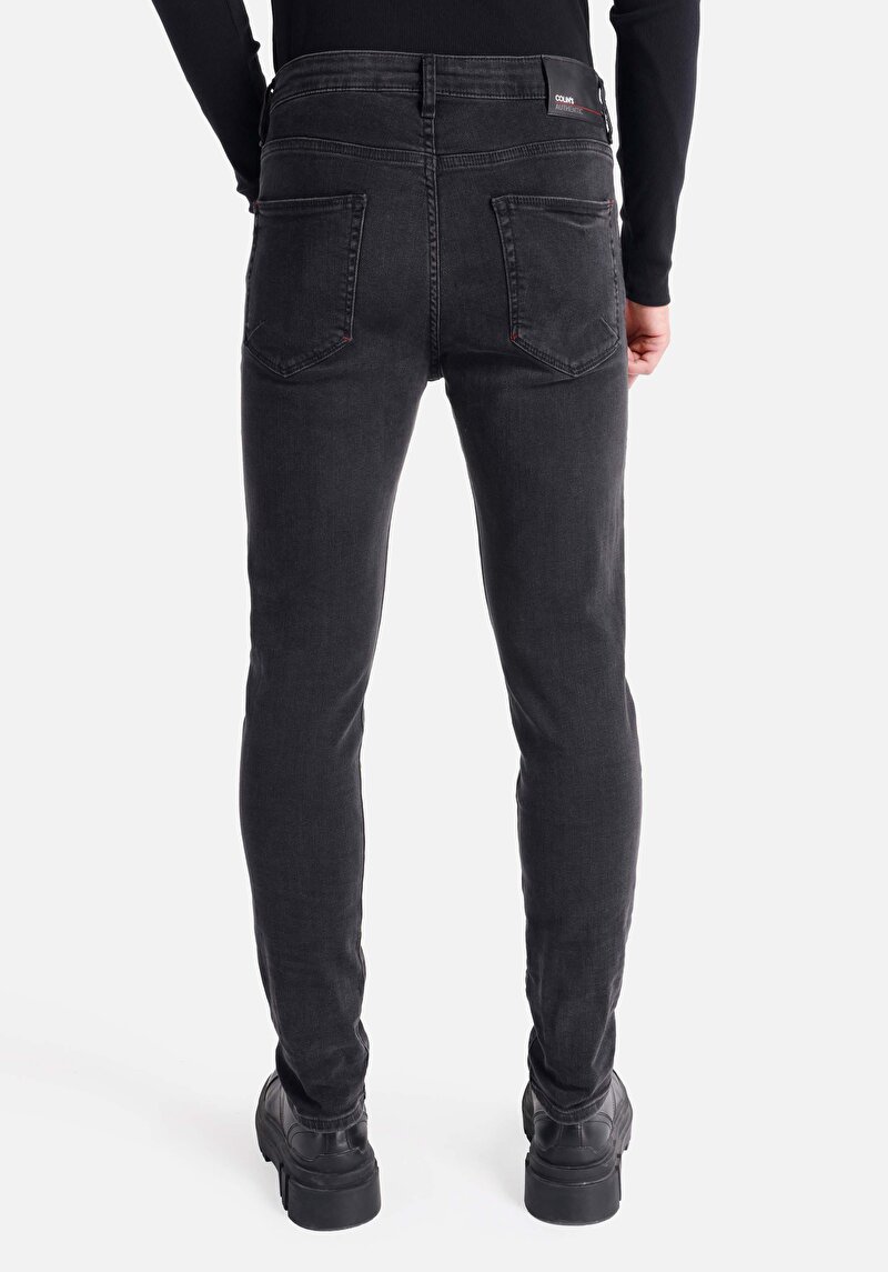 Skinny Fit Yüksek Bel Dar Paça Erkek Siyah Jean Pantolon