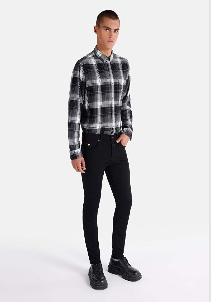Skinny Fit Düşük Bel Dar Paça Erkek Siyah Denim Jean Pantolon