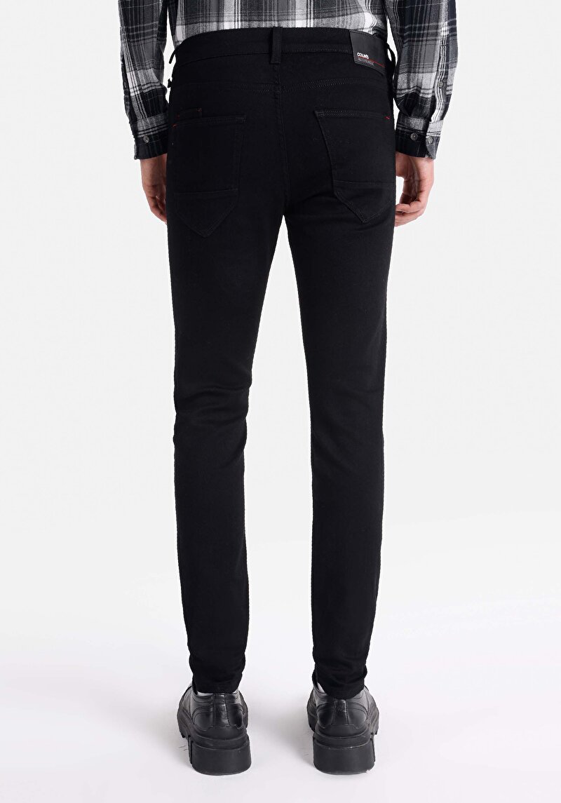 Skinny Fit Düşük Bel Dar Paça Erkek Siyah Denim Jean Pantolon