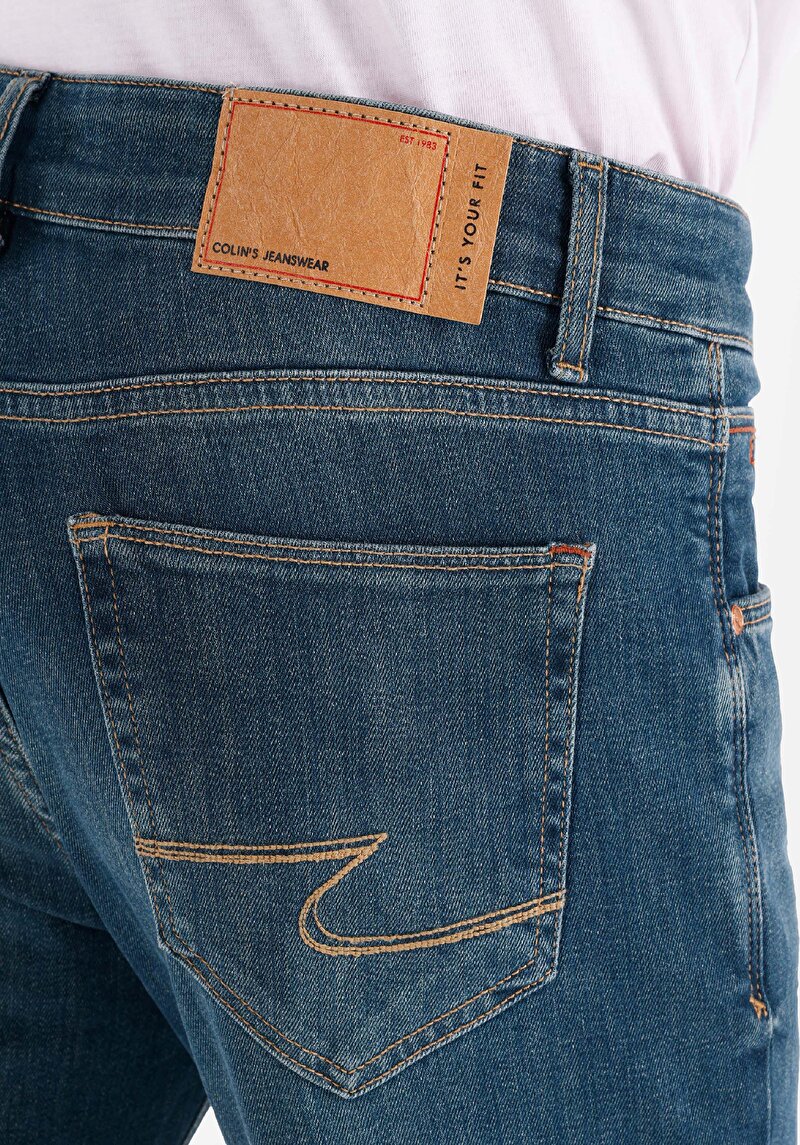 Slim Fit Düşük Bel Dar Paça Erkek İndigo Jean Pantolon