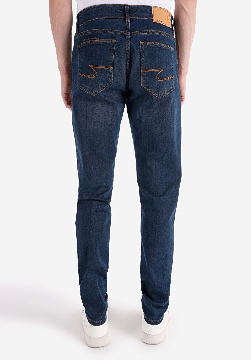 Slim Fit Düşük Bel Dar Paça Erkek İndigo Jean Pantolon