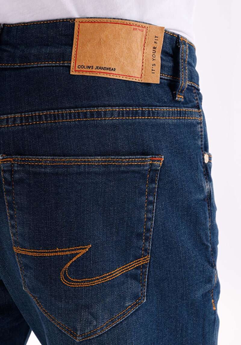 Slim Fit Düşük Bel Dar Paça Erkek İndigo Jean Pantolon