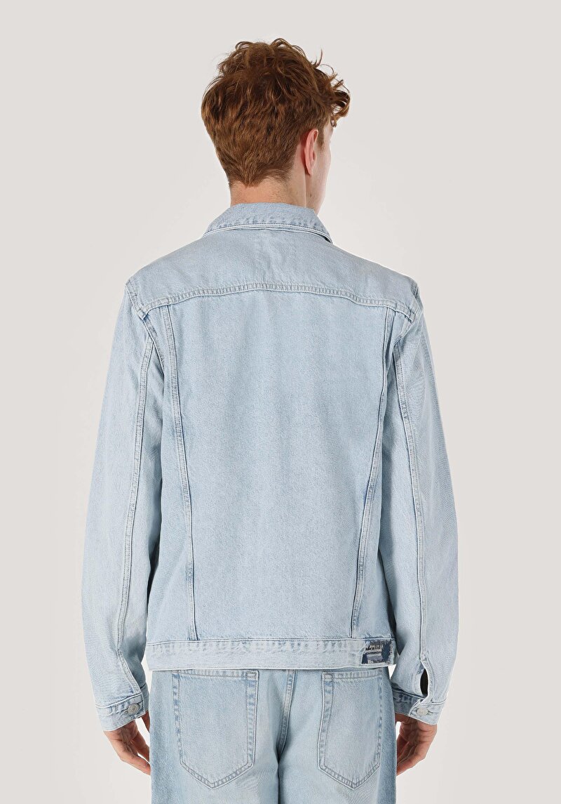 Regular Fit Düğmeli Astarsız Erkek Açik Mavi Ceket