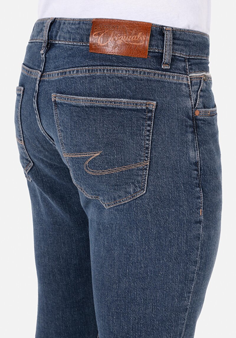 Slim Fit Düşük Bel Dar Paça Erkek İndigo Jean Pantolon