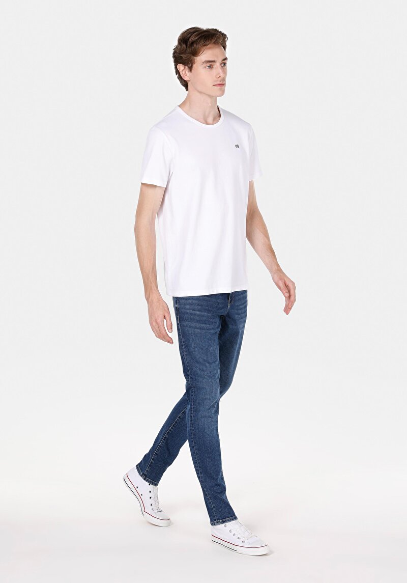 Slim Fit Düşük Bel Dar Paça Erkek Lacivert Jean Pantolon