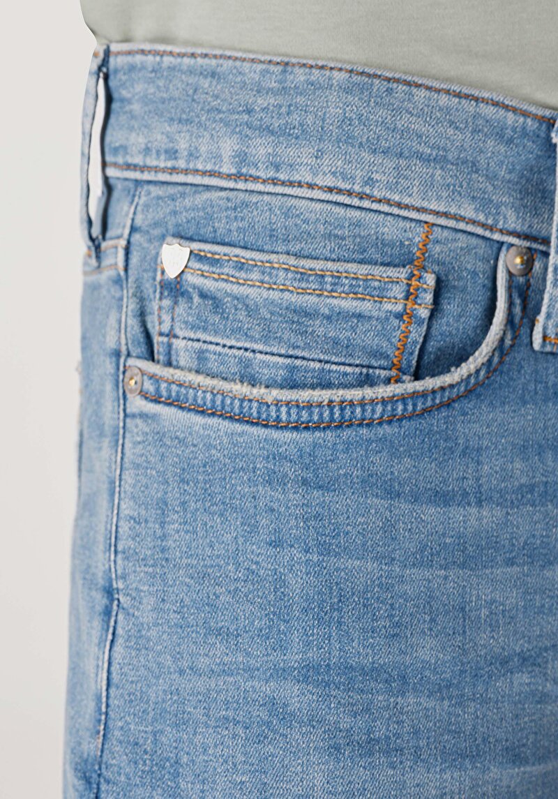 Crop Fit Erkek İndigo Jean Pantolon