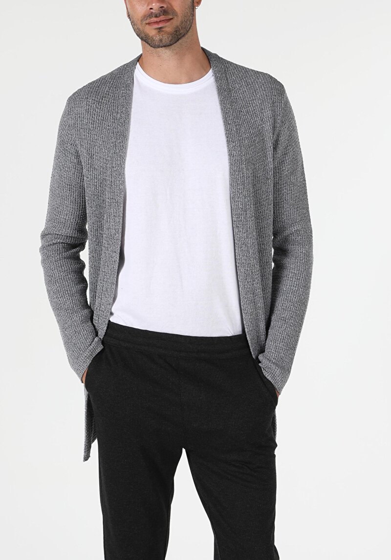 Slim Fit   Erkek Gri Hırka Cl1055416