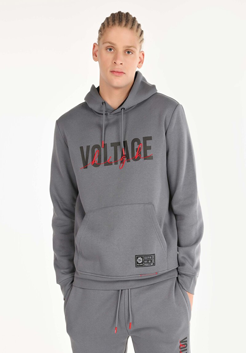 Regular Fit Baskılı Erkek Gri Sweatshirt