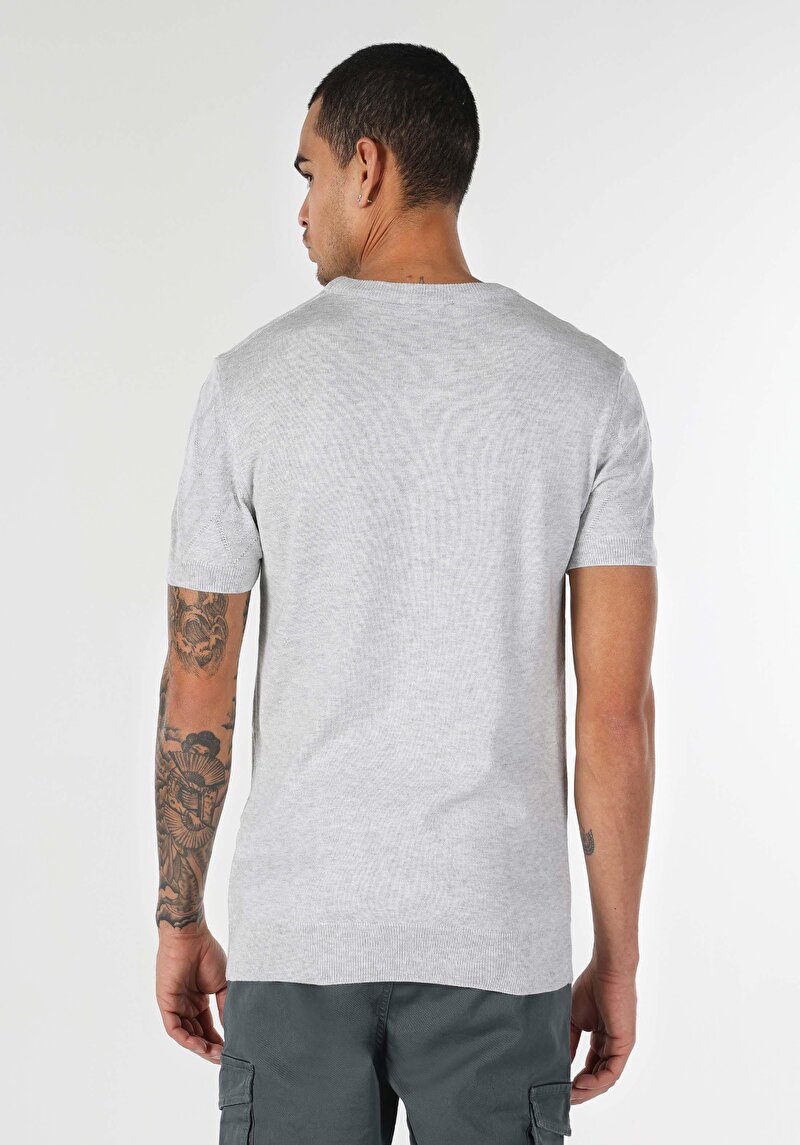 Regular Fit Yuvarlak Yaka Erkek Gri Akrilik Kazak