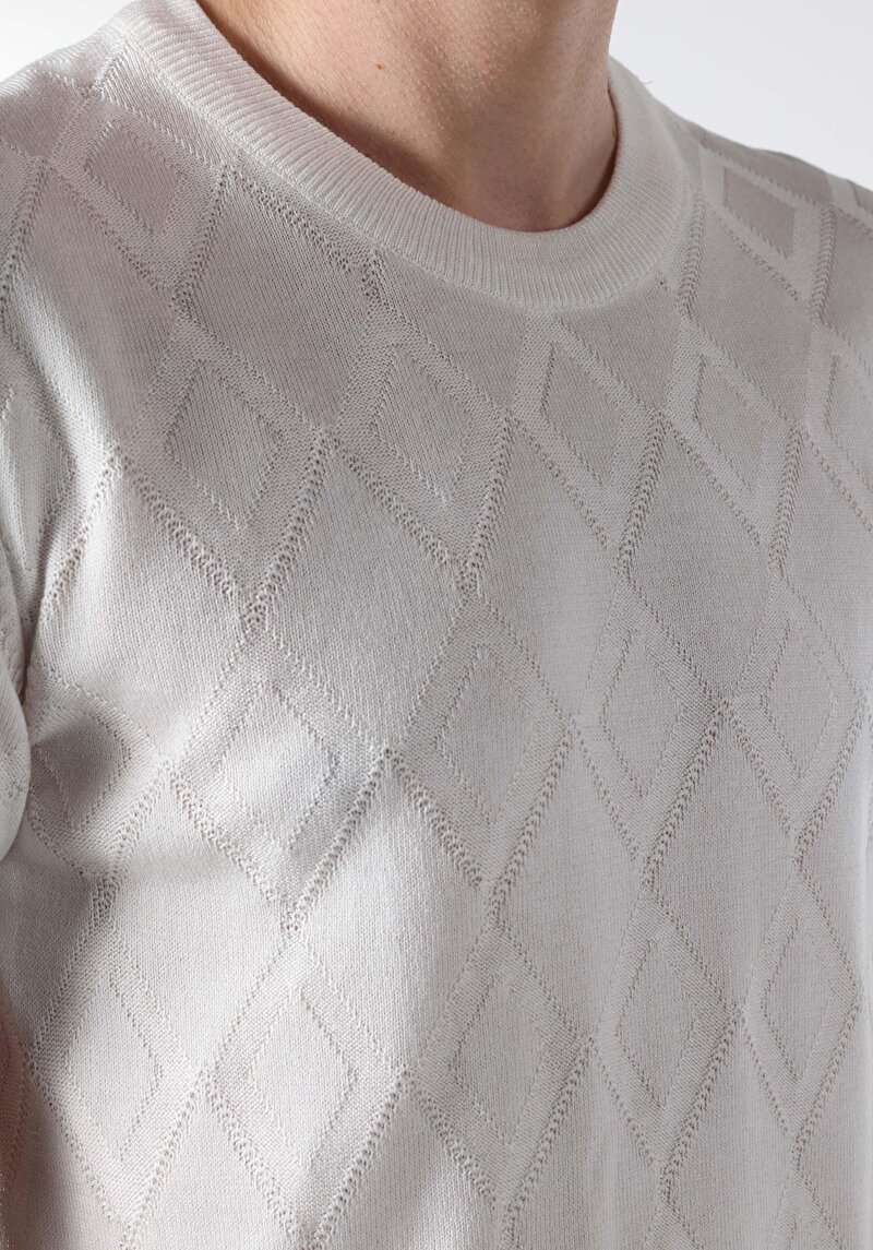 Regular Fit Yuvarlak Yaka  Erkek Beyaz Kazak