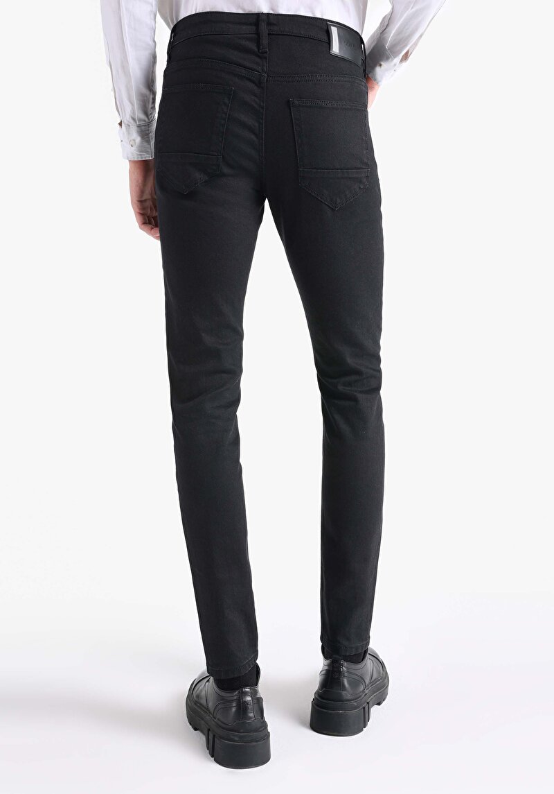 Slim Fit Düşük Bel Dar Paça Erkek Siyah Jean Pantolon