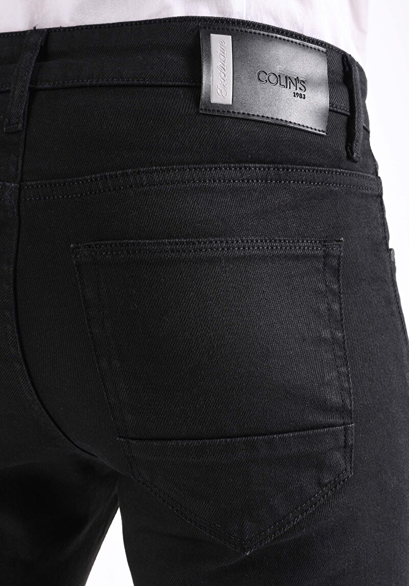 Slim Fit Düşük Bel Dar Paça Erkek Siyah Jean Pantolon