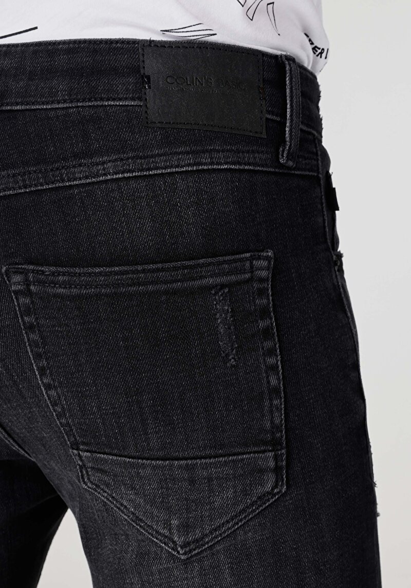 Slim Fit Düşük Bel Dar Paça Erkek Siyah Jean Pantolon