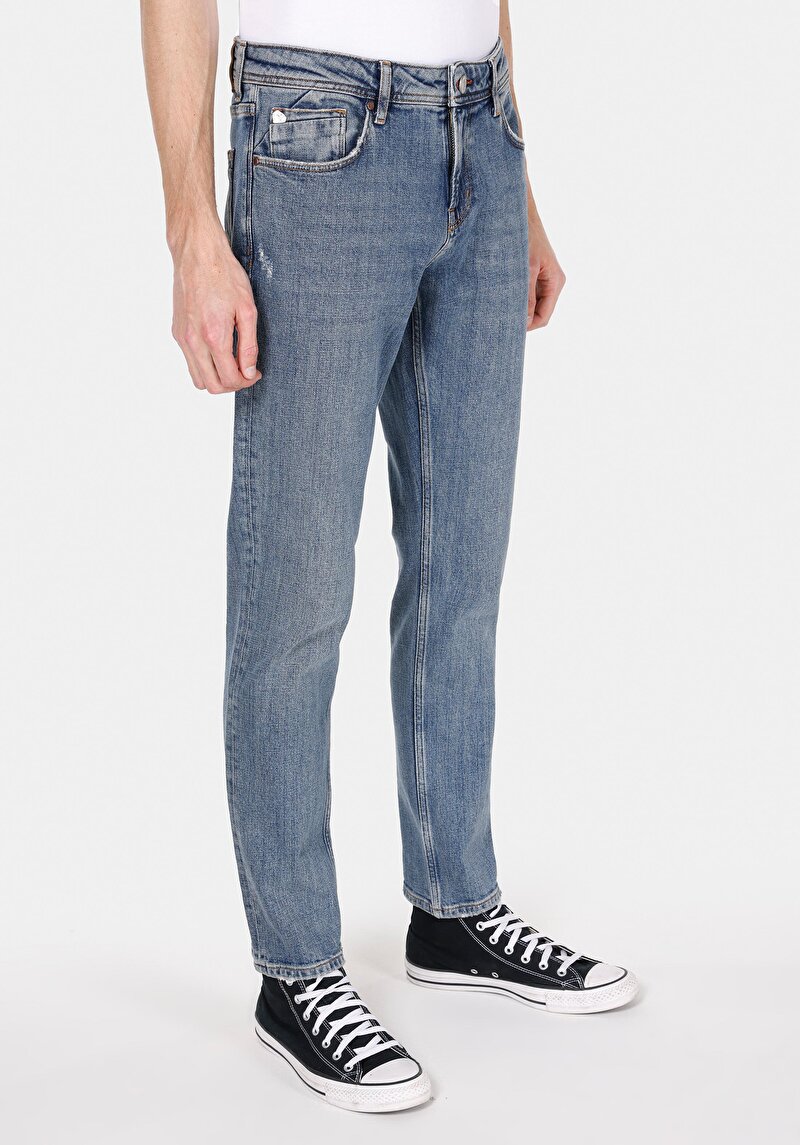 Straight Fit Erkek İndigo Jean Pantolon
