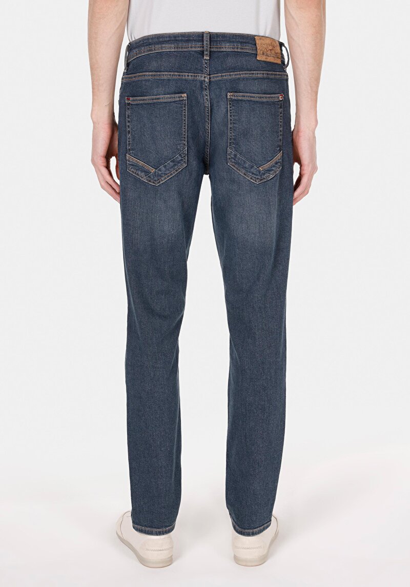 Straight Fit Erkek Over Dyed Denim Jean Fermuarlı Pantolon