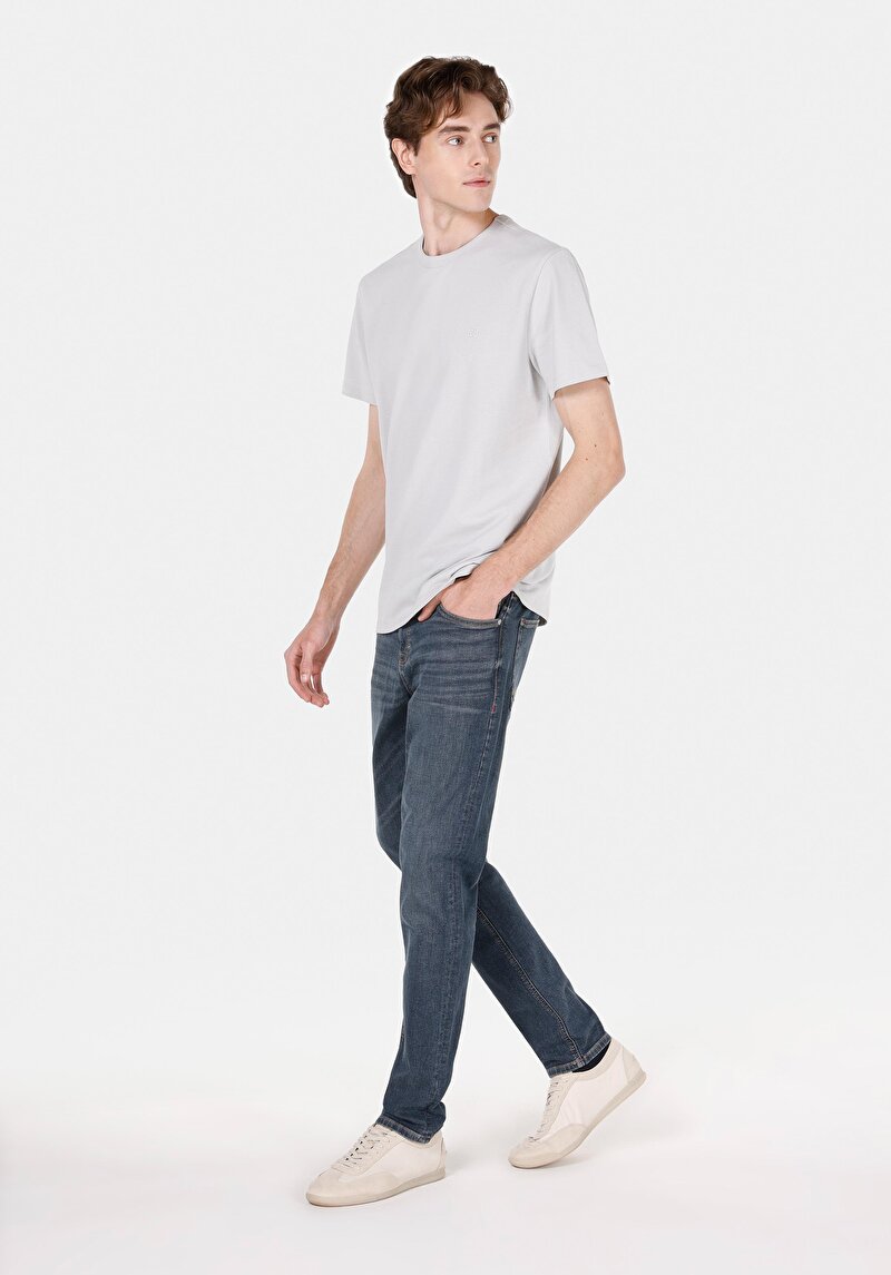 Straight Fit Erkek Over Dyed Denim Jean Fermuarlı Pantolon