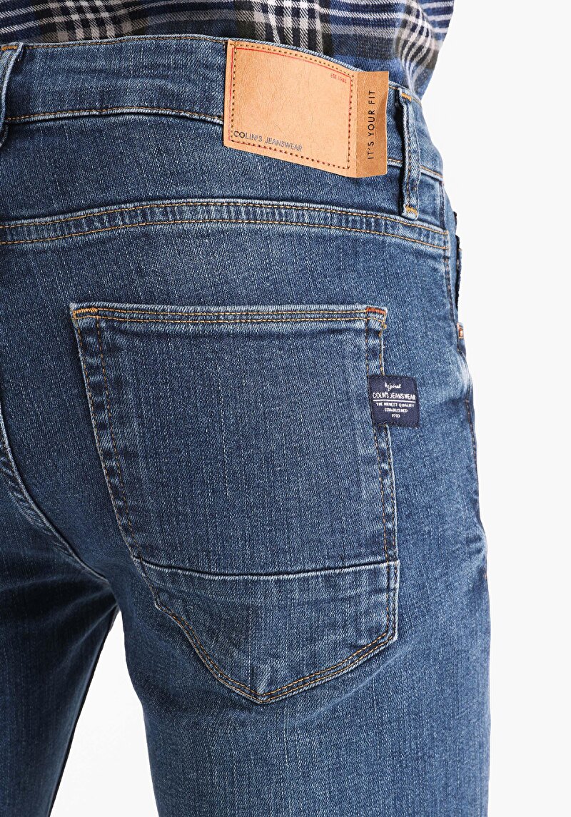 Straight Fit Düşük Bel Düz Paça Erkek İndigo Jean Pantolon