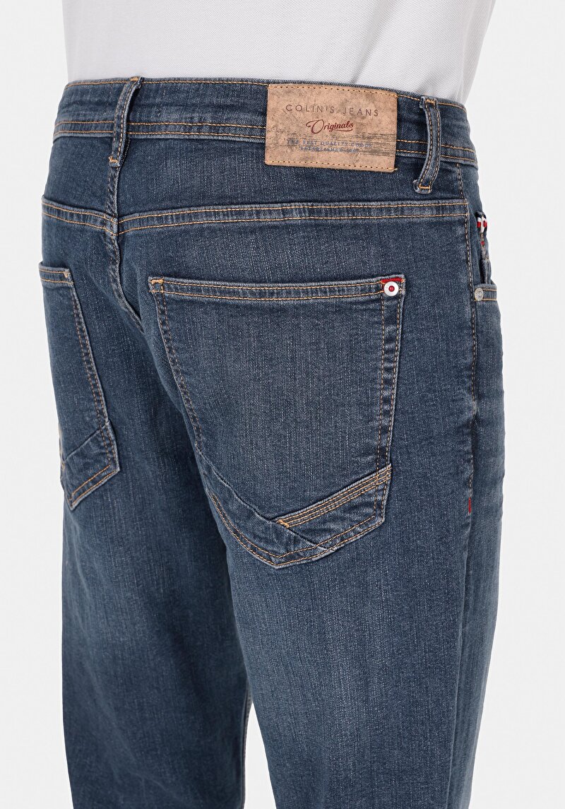 Straight Fit Erkek Over Dyed Denim Jean Fermuarlı Pantolon