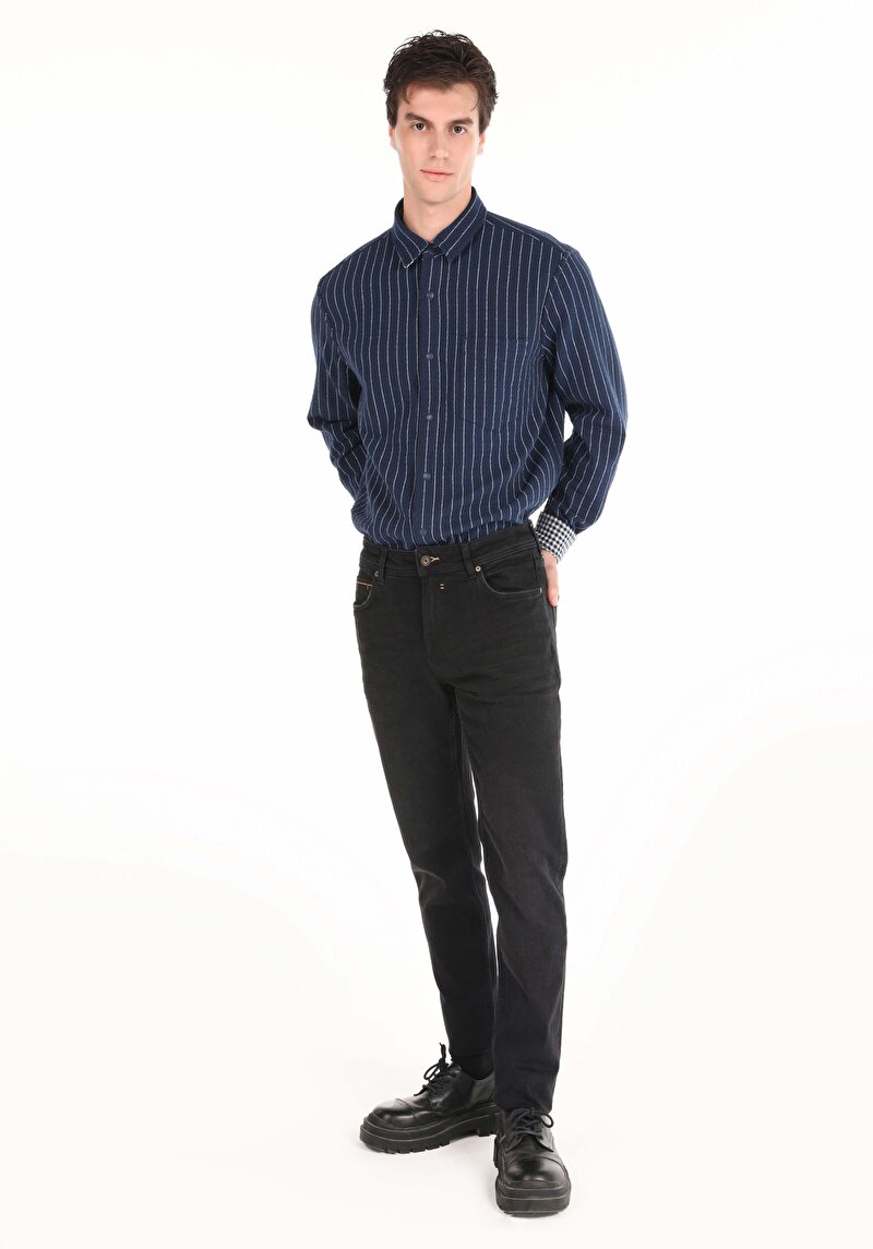 Straight Fit Orta Bel Düz Paça Erkek Denim Jean Pantolon