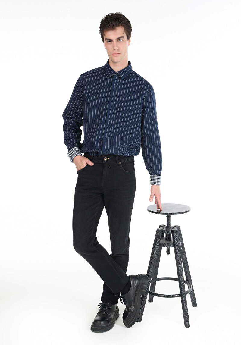 Straight Fit Orta Bel Düz Paça Erkek Denim Jean Pantolon