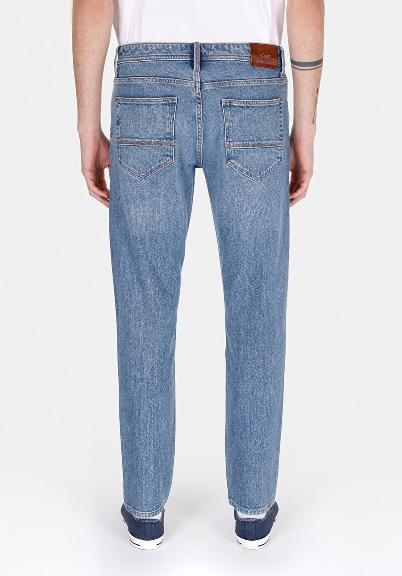 Straight Fit Erkek İndigo Jean Pantolon