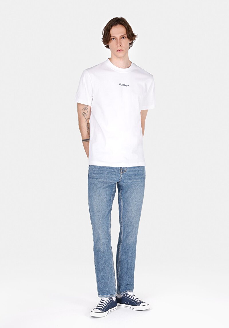 Straight Fit Erkek İndigo Jean Pantolon